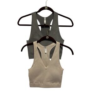 New 2 Zenana Ribbed Racerback V Neck Bra L/XL